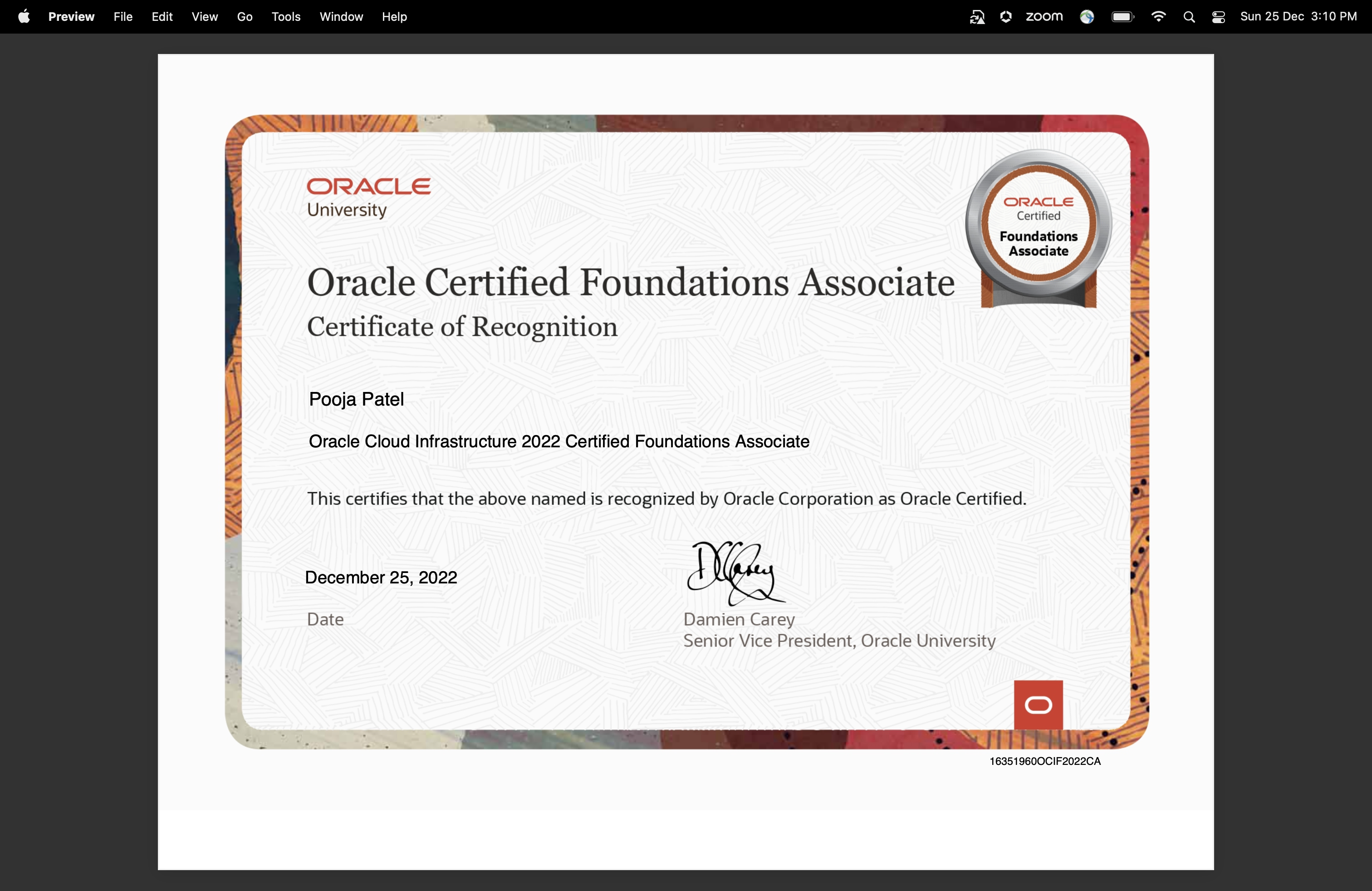 Oracle Certified Foundation Associate 2022